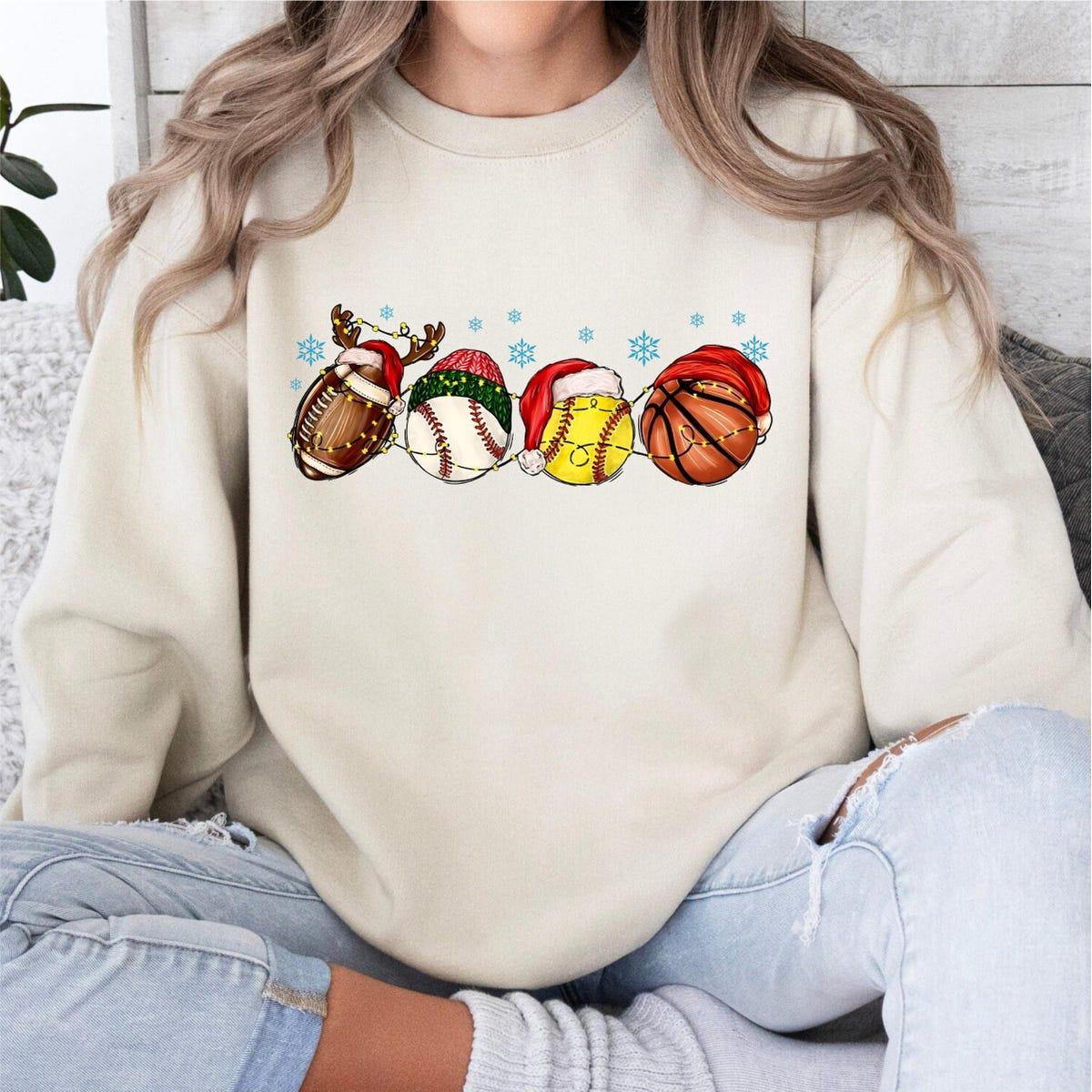 Sport Balls Christmas Lights Football Baseball Basketball Shirt 3