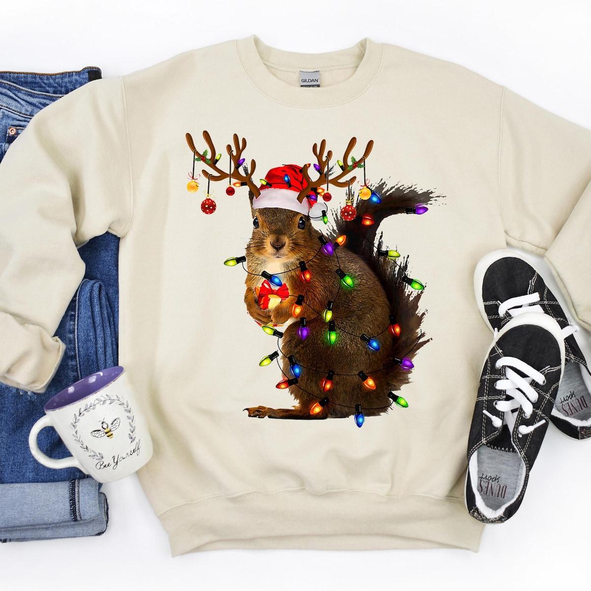 Squirrel Christmas Lights Xmas Shirt 4