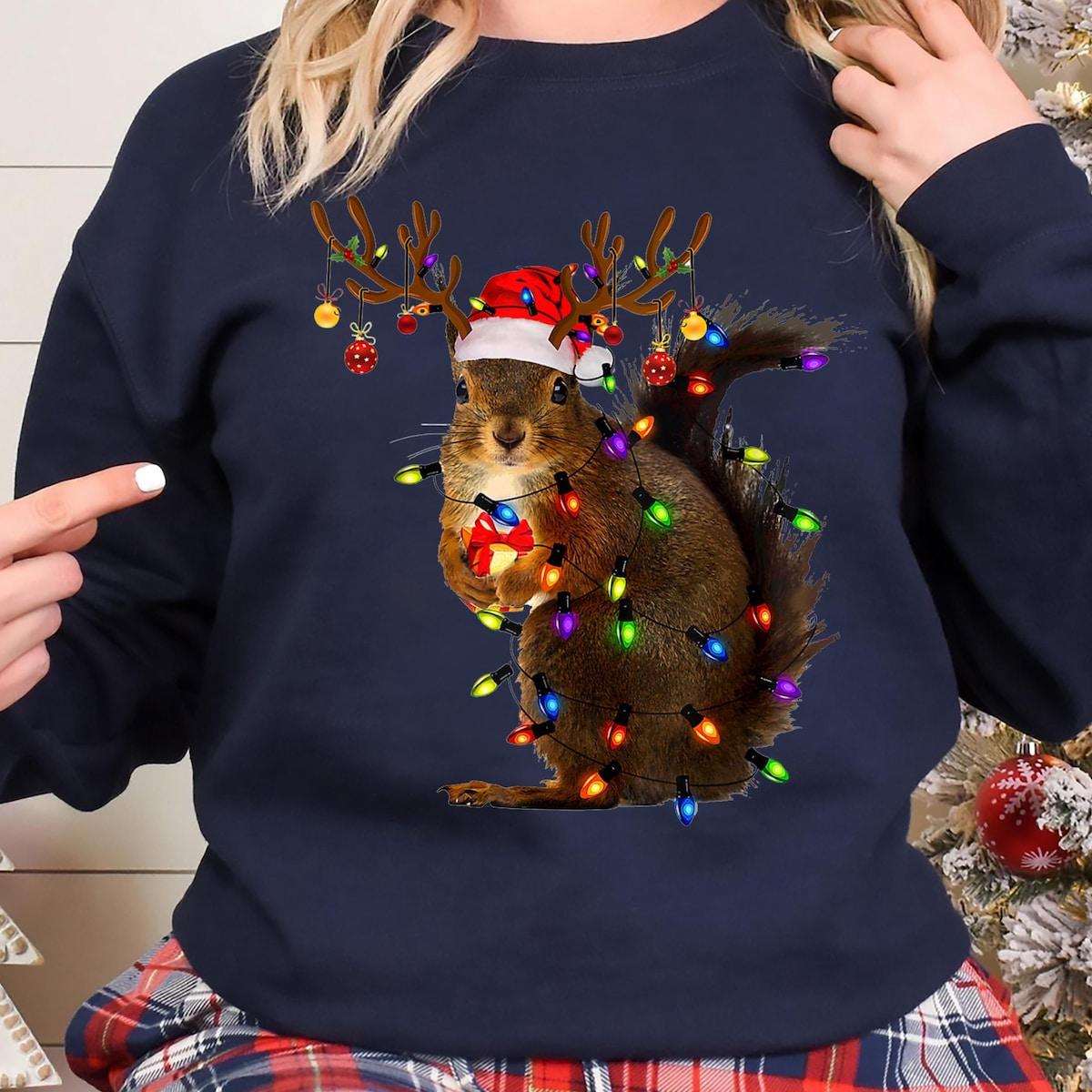 Squirrel Christmas Lights Xmas Shirt 5