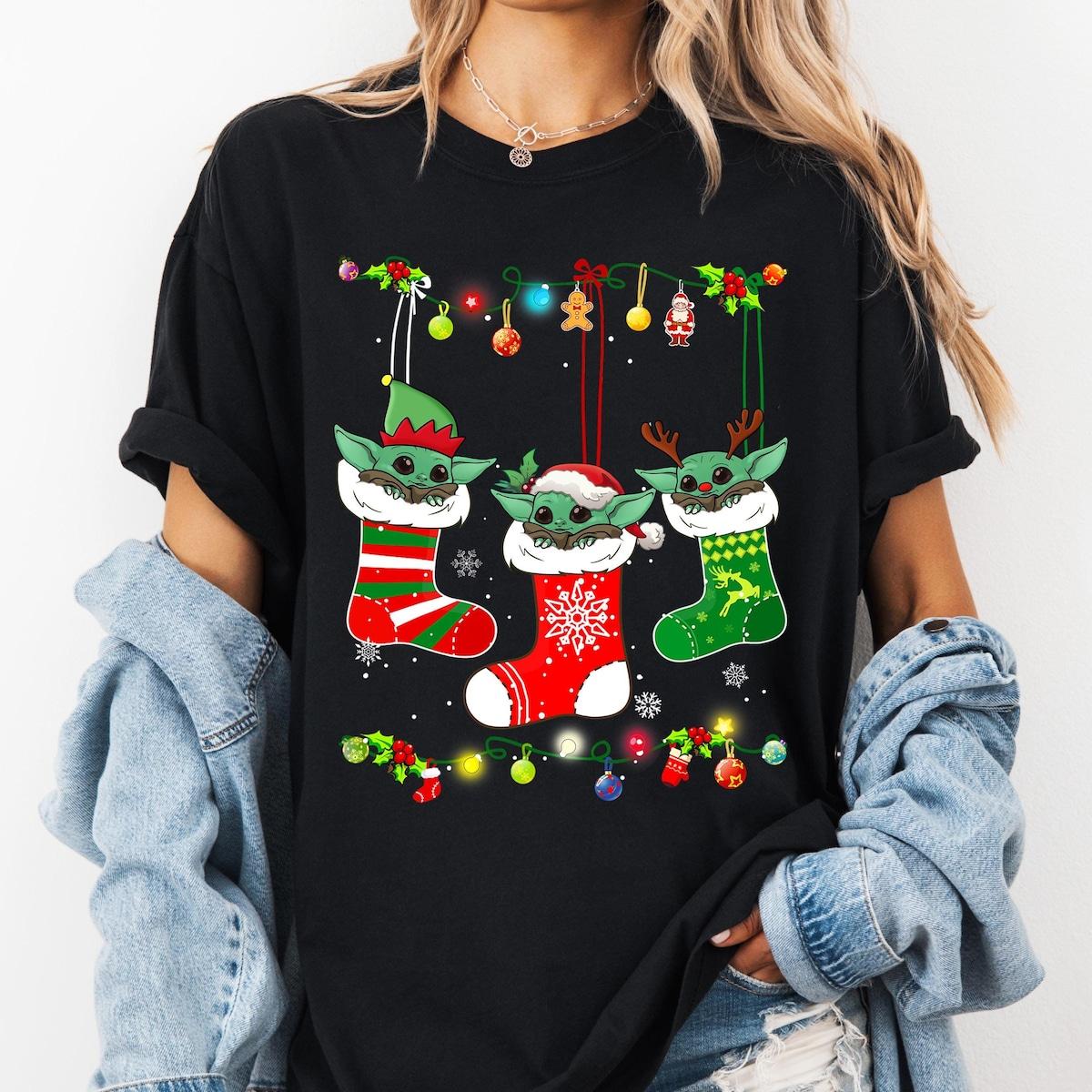 Star Wars Baby Yoda Christmas Sock Shirt 1