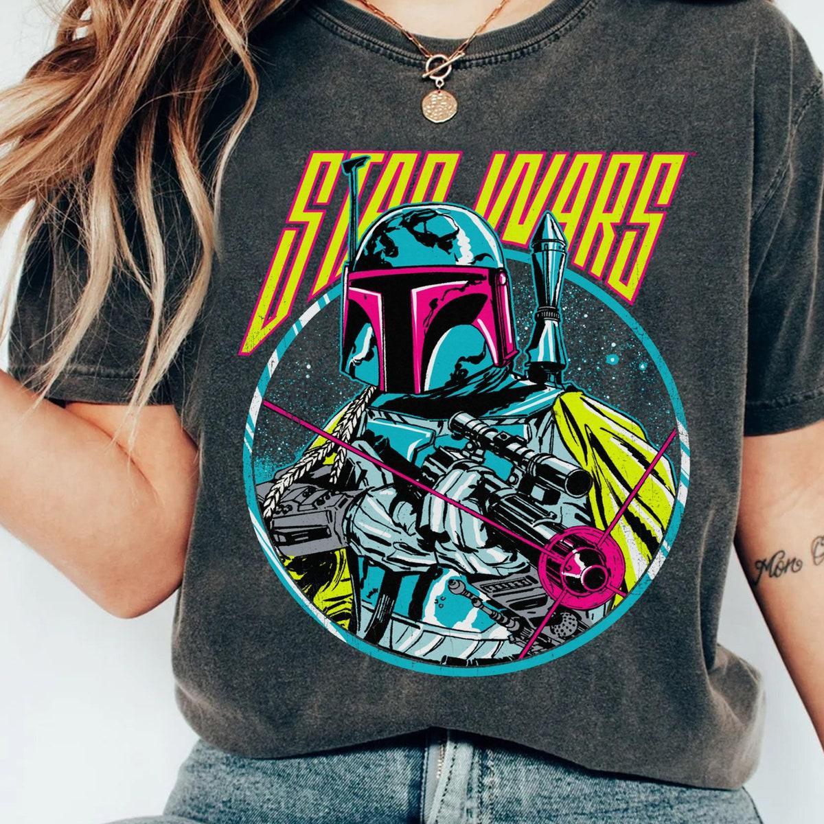 Star Wars Boba Fett Neon Blaster Portrait Shirt 1