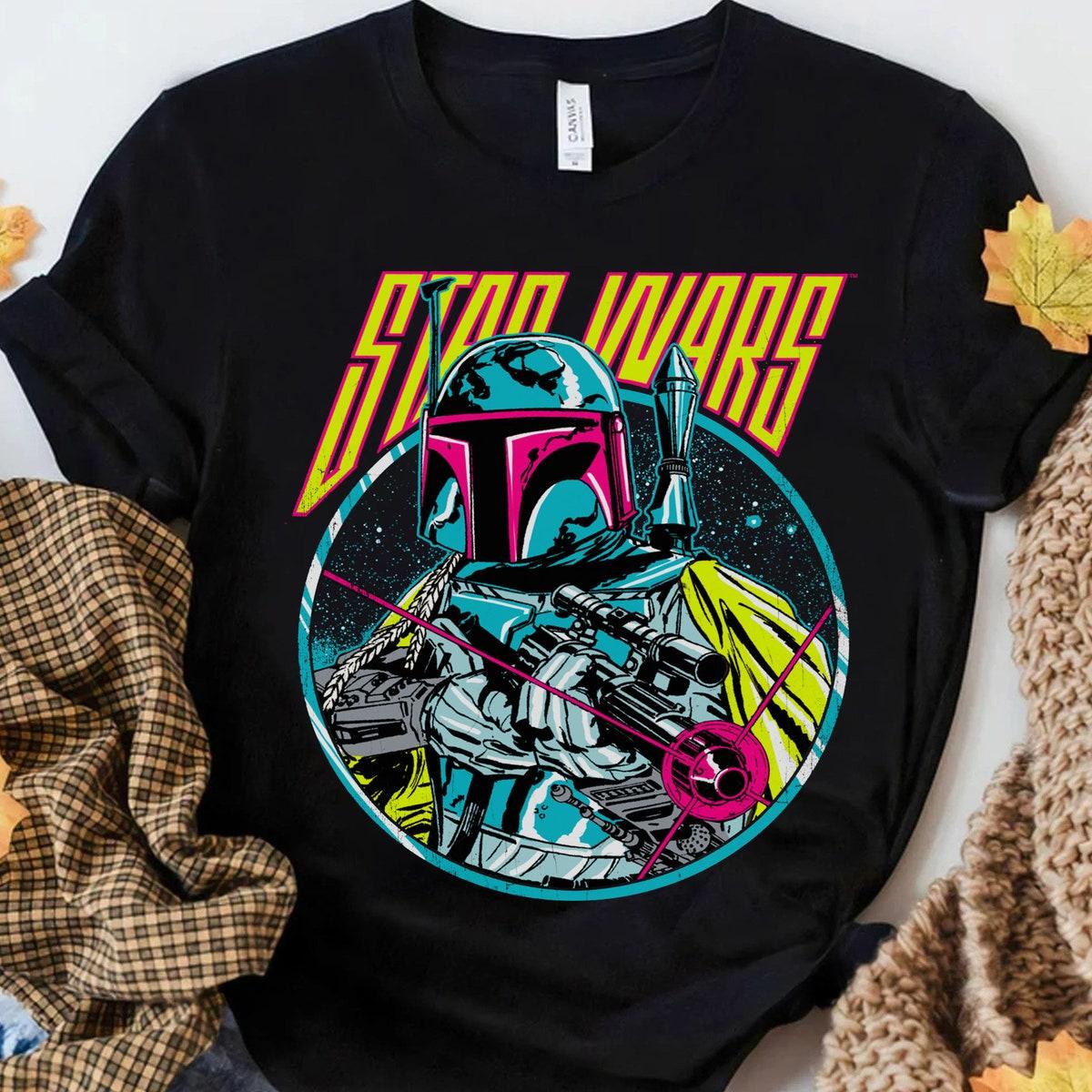 Star Wars Boba Fett Neon Blaster Portrait Shirt 2