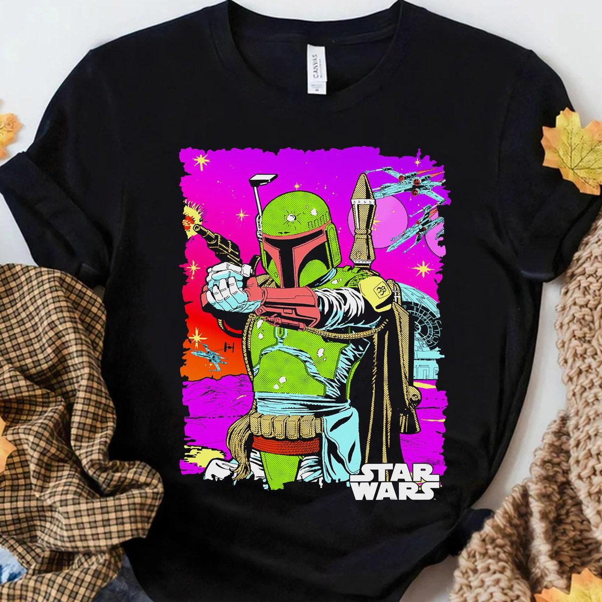 Star Wars Boba Fett Vibrant Neon Comic Cutout Shirt 1