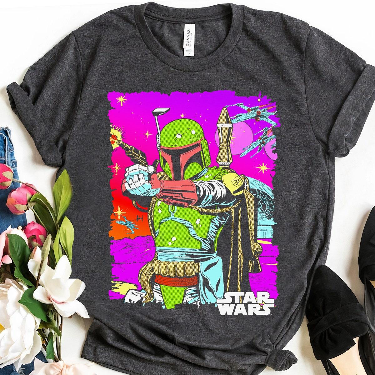 Star Wars Boba Fett Vibrant Neon Comic Cutout Shirt 2