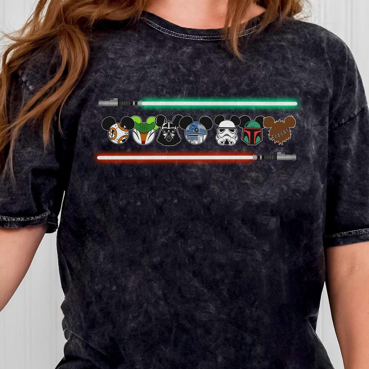 Star Wars Characters Mickey Ears Lightsaber Shirt 1