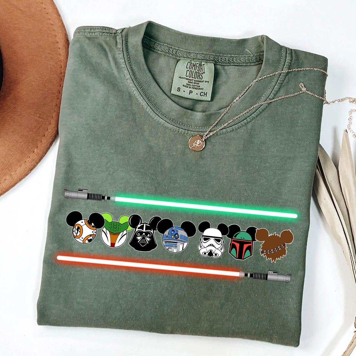 Star Wars Characters Mickey Ears Lightsaber Shirt 5