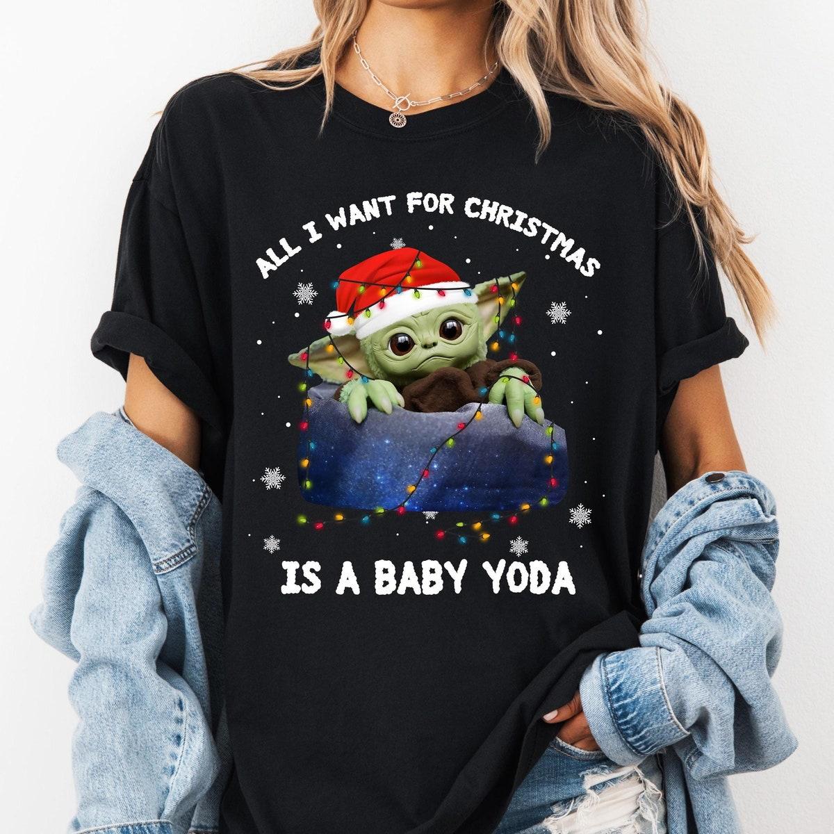 Star Wars Christmas Santa Baby Yoda All I Want For Christmas Shirt 1