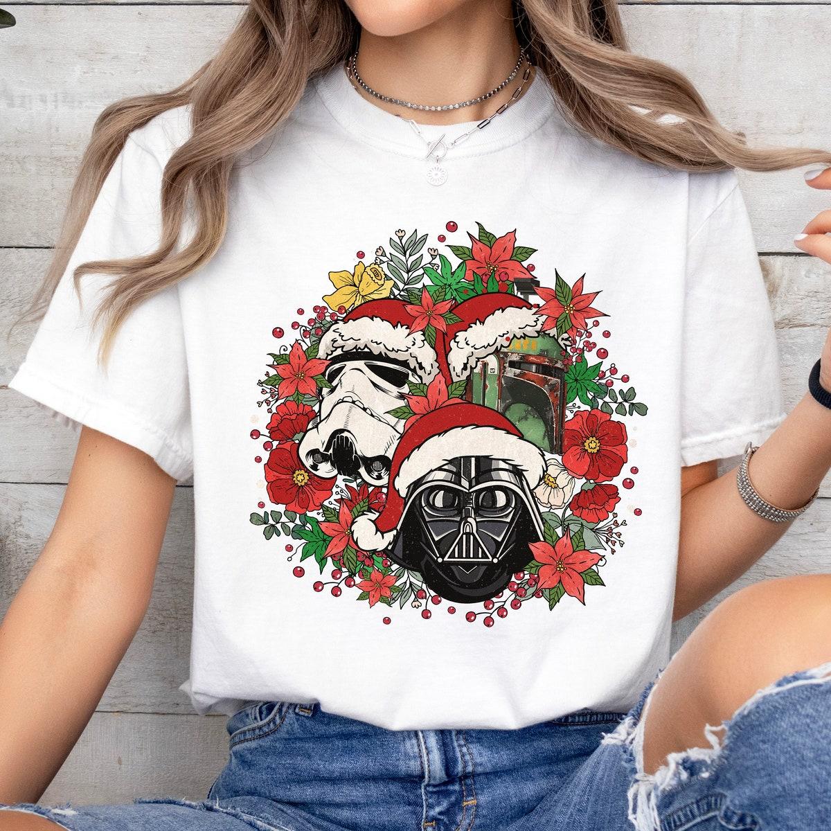 Star Wars Floral Stormtrooper Helmet Santa Hat Shirt 1