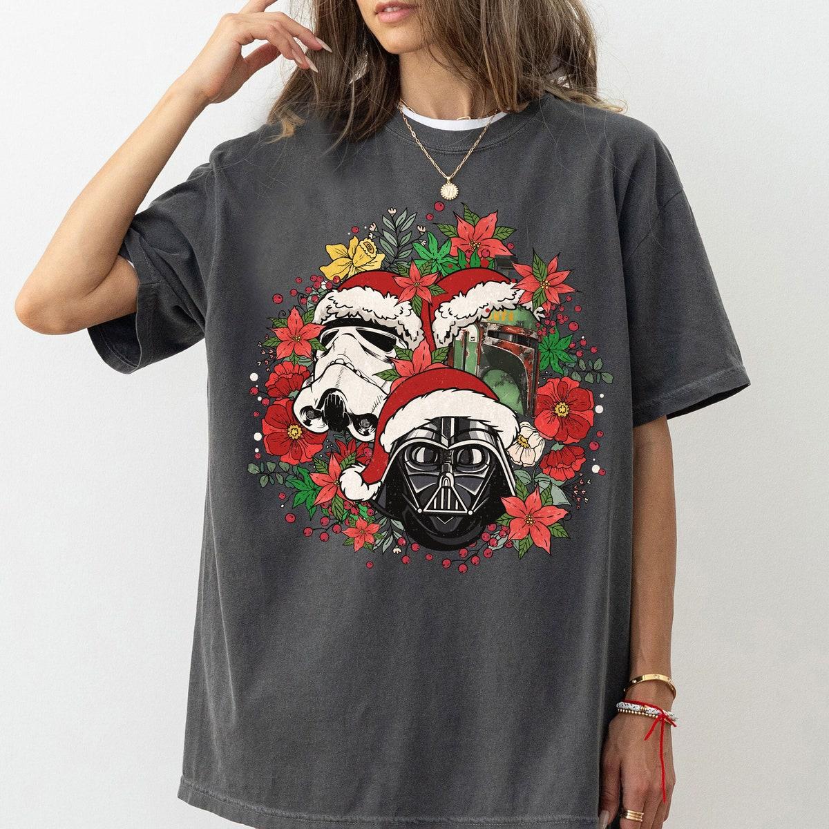 Star Wars Floral Stormtrooper Helmet Santa Hat Shirt 2