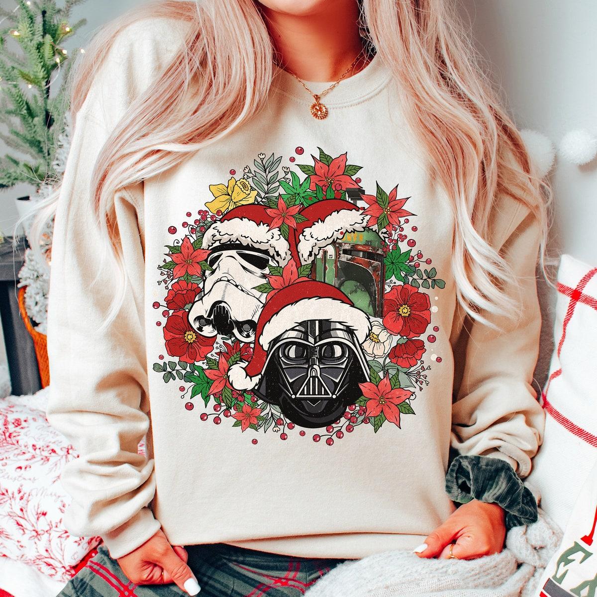 Star Wars Floral Stormtrooper Helmet Santa Hat Shirt 3