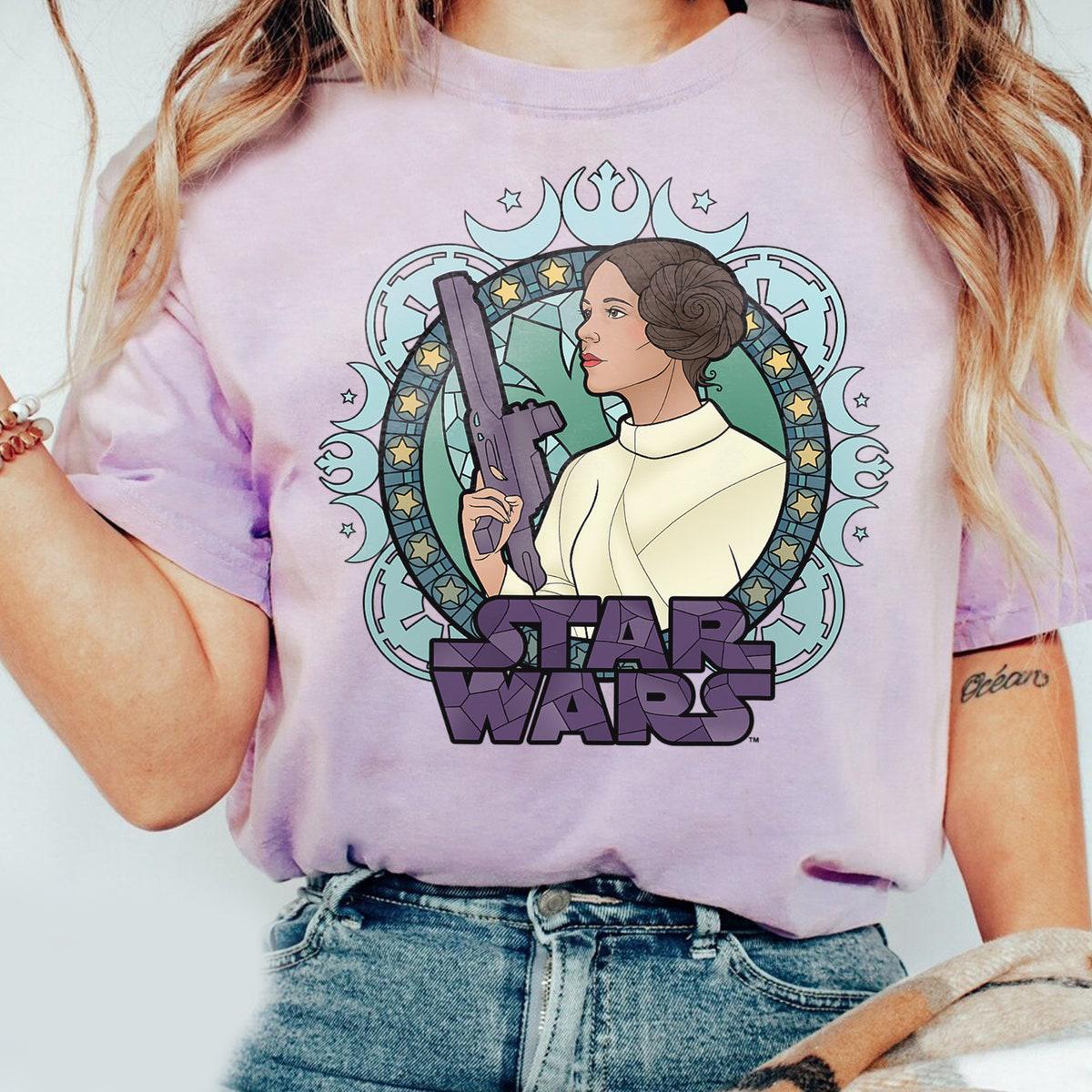 Star Wars Princess Leia Stained Glass Cartoon Profile Shirt 2