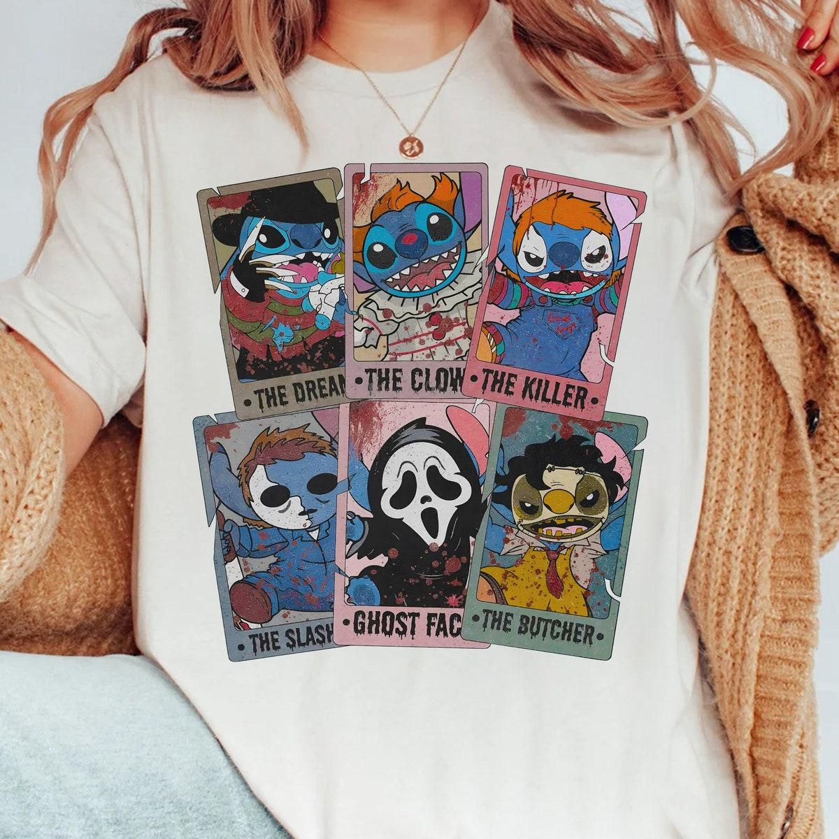 Stitch Cosplay Horror Characters Tarot Card Halloween Shirt 1