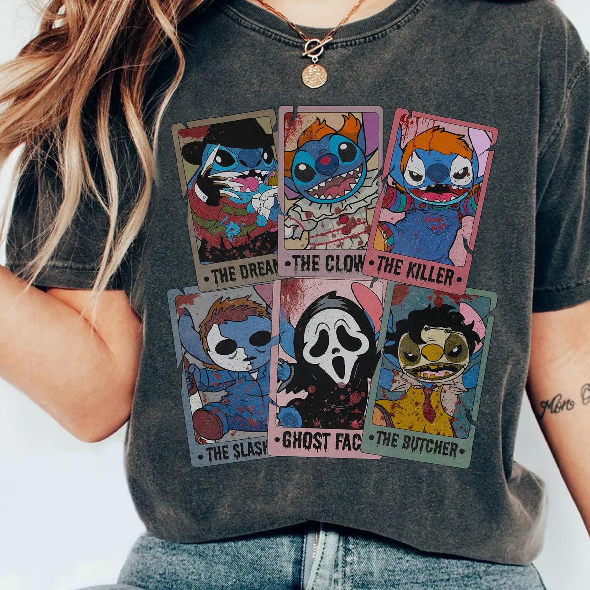 Stitch Cosplay Horror Characters Tarot Card Halloween Shirt 3