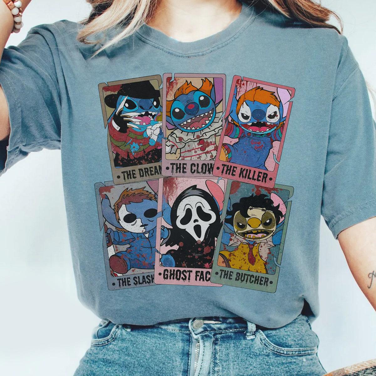 Stitch Cosplay Horror Characters Tarot Card Halloween Shirt 4