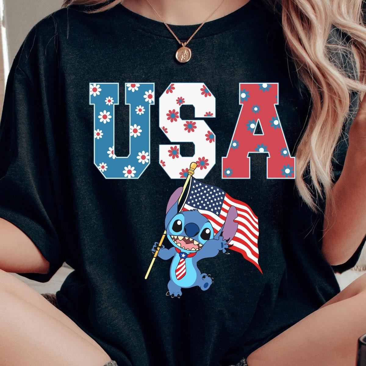 Stitch With Usa Flag Happy 4th Of July Shirt 1