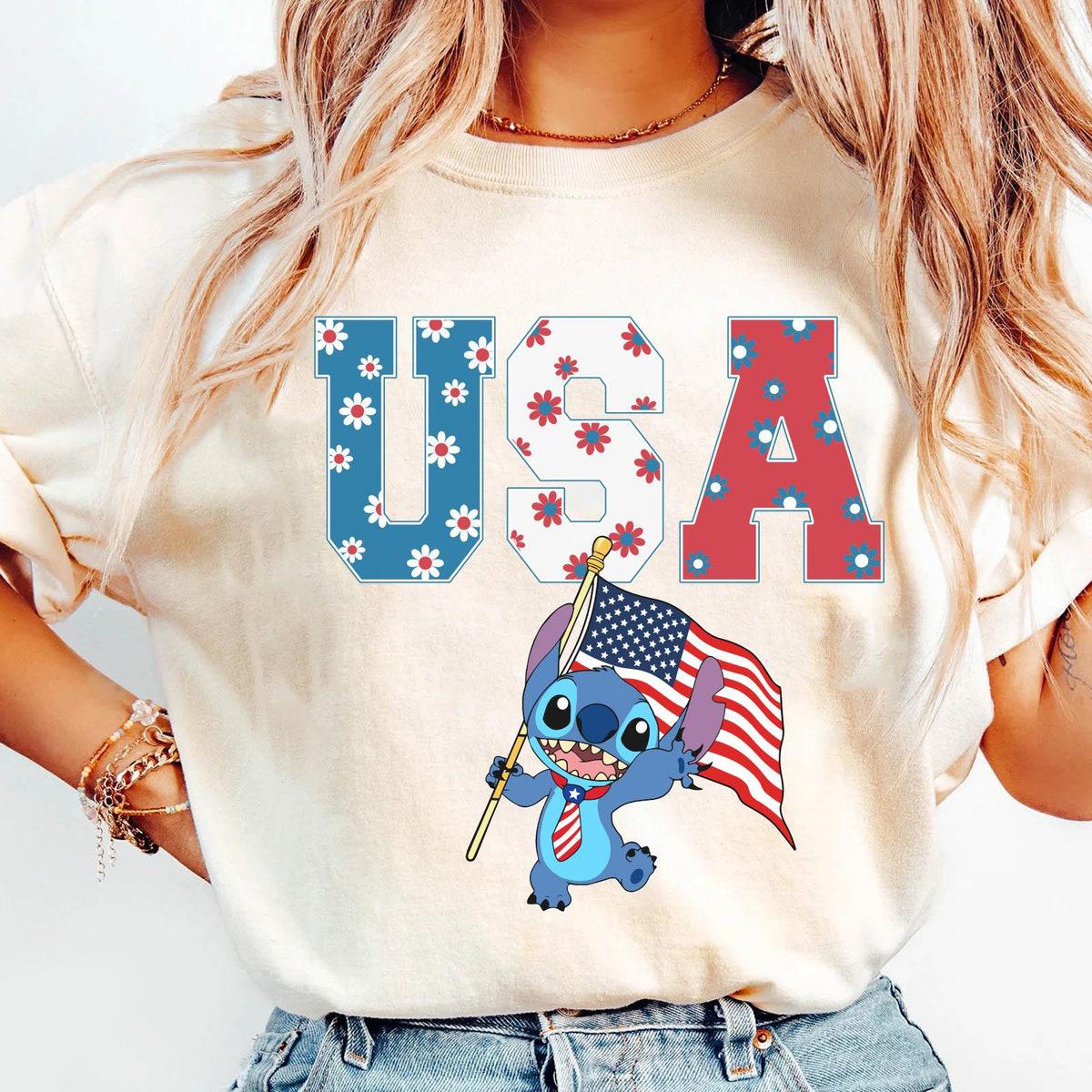 Stitch With Usa Flag Happy 4th Of July Shirt 2