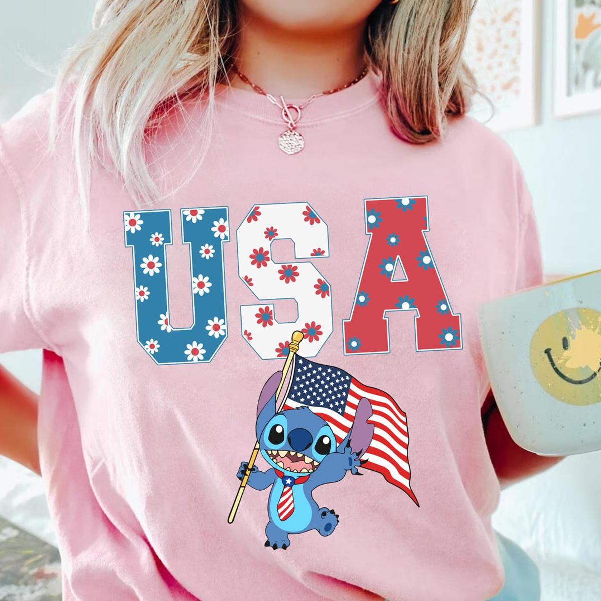 Stitch With Usa Flag Happy 4th Of July Shirt 3