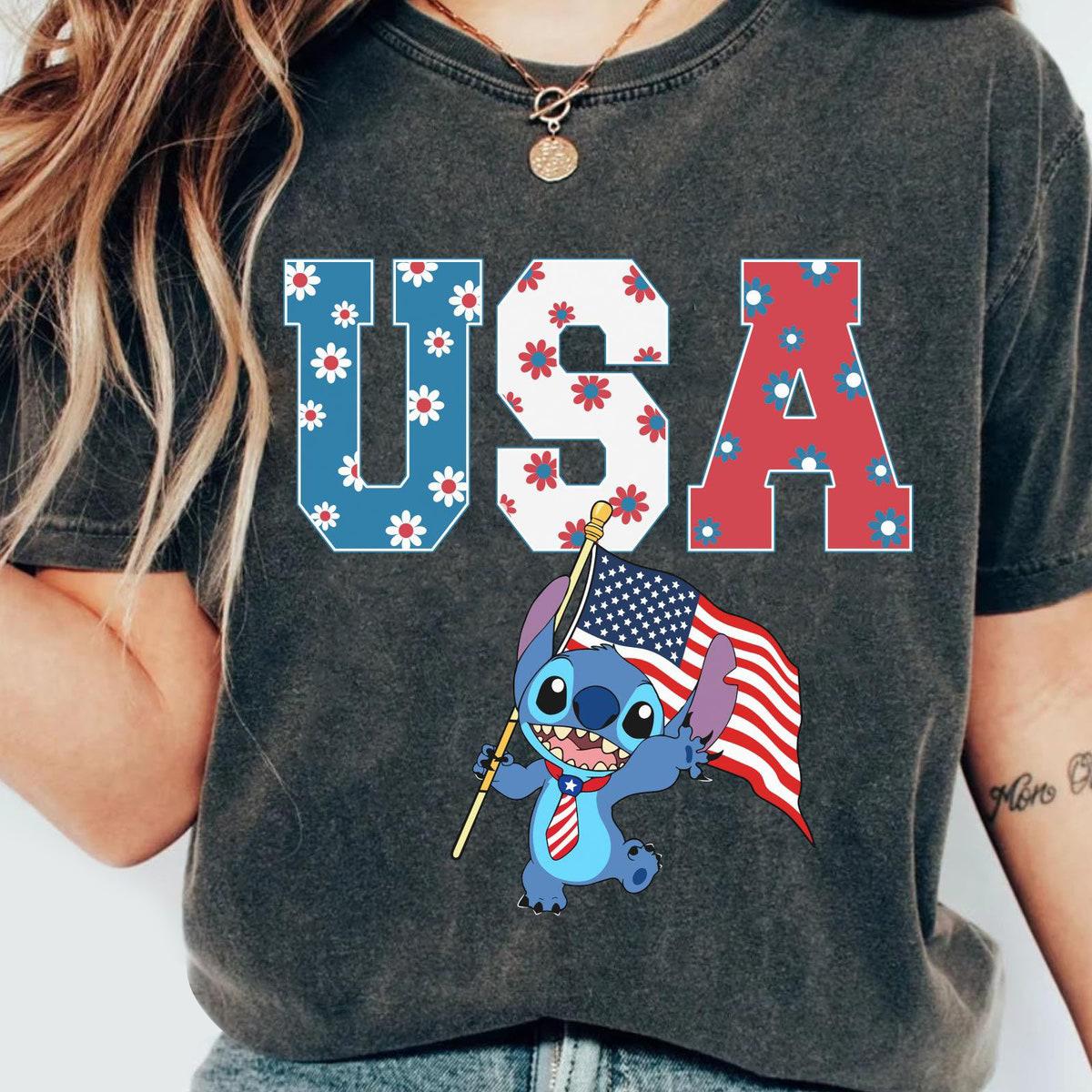 Stitch With Usa Flag Happy 4th Of July Shirt 4