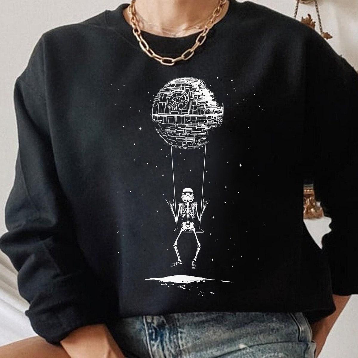 Stormtrooper Rock On Skeleton Hands Death Star Moon Shirt 1