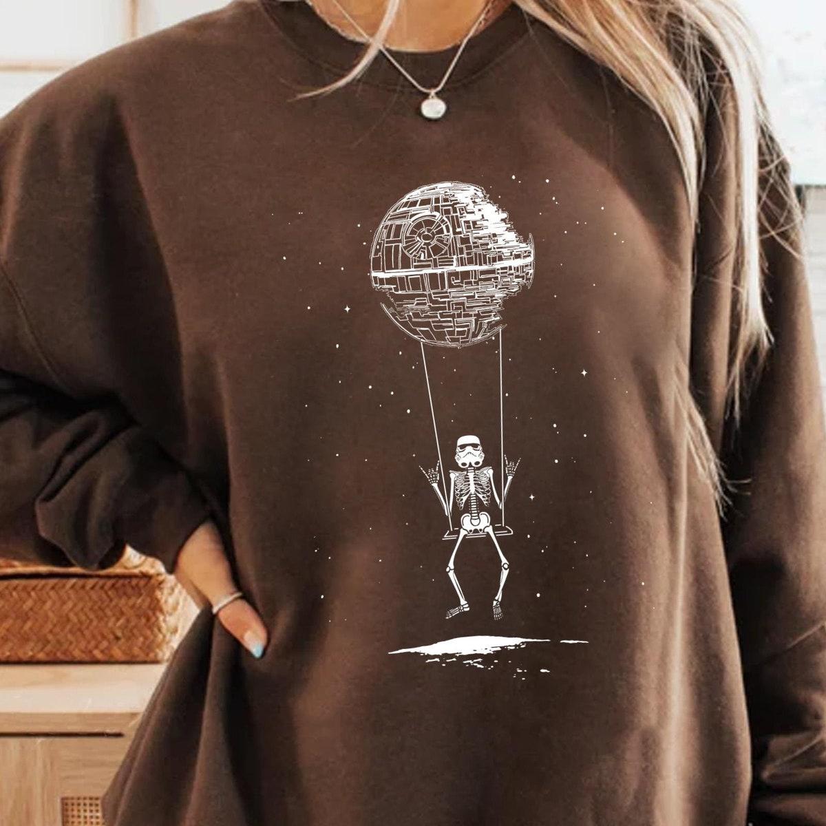 Stormtrooper Rock On Skeleton Hands Death Star Moon Shirt 5