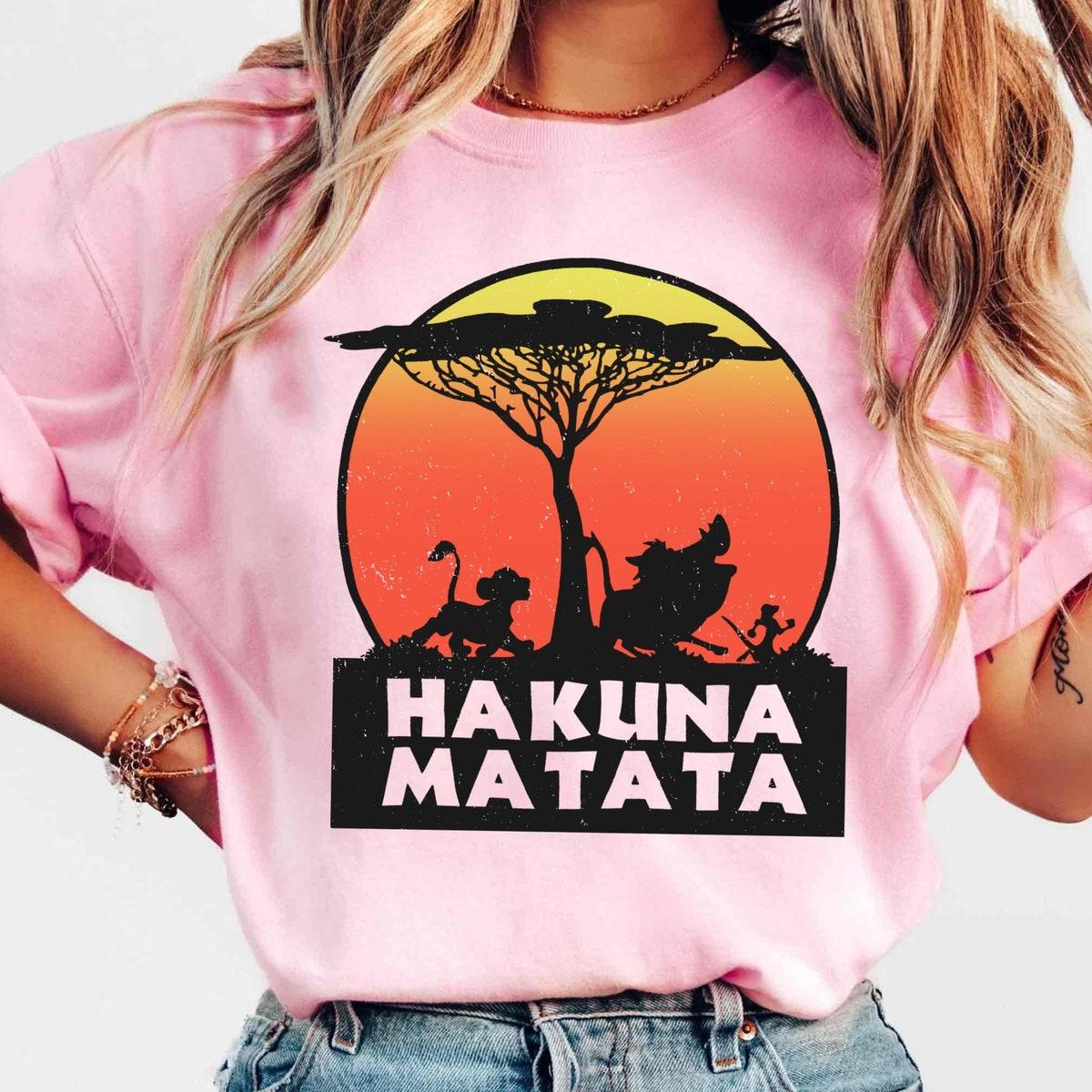 Sunset Simba Pumbaa Timon Hakuna Matata Shirt 2