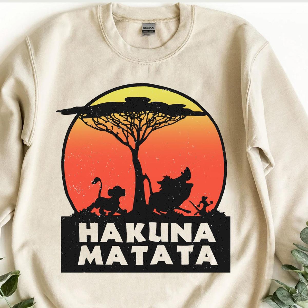 Sunset Simba Pumbaa Timon Hakuna Matata Shirt 4