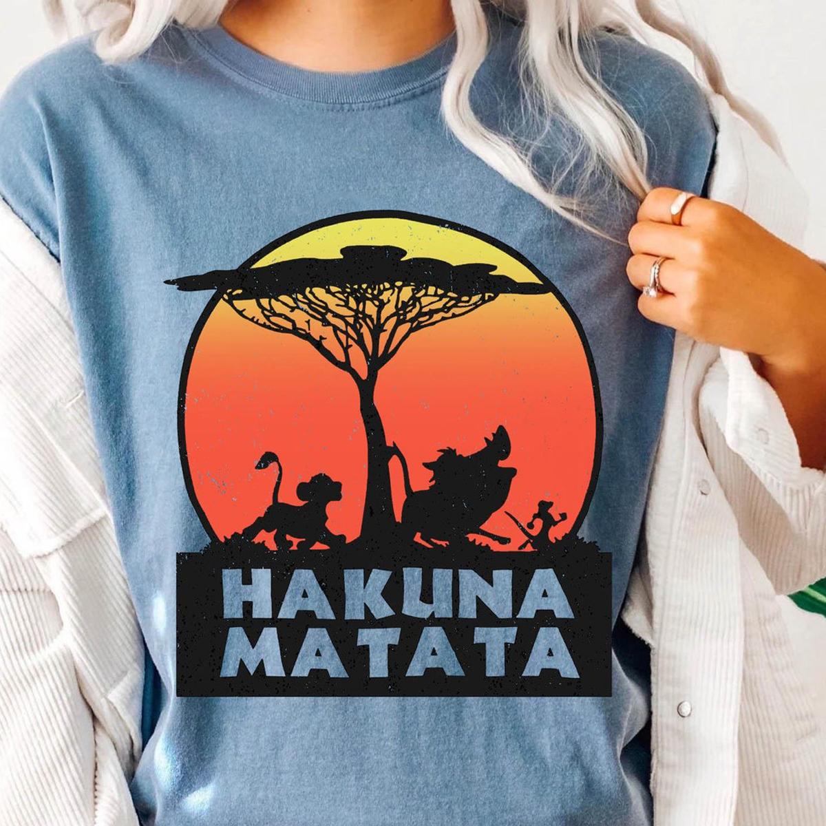 Sunset Simba Pumbaa Timon Hakuna Matata Shirt 5