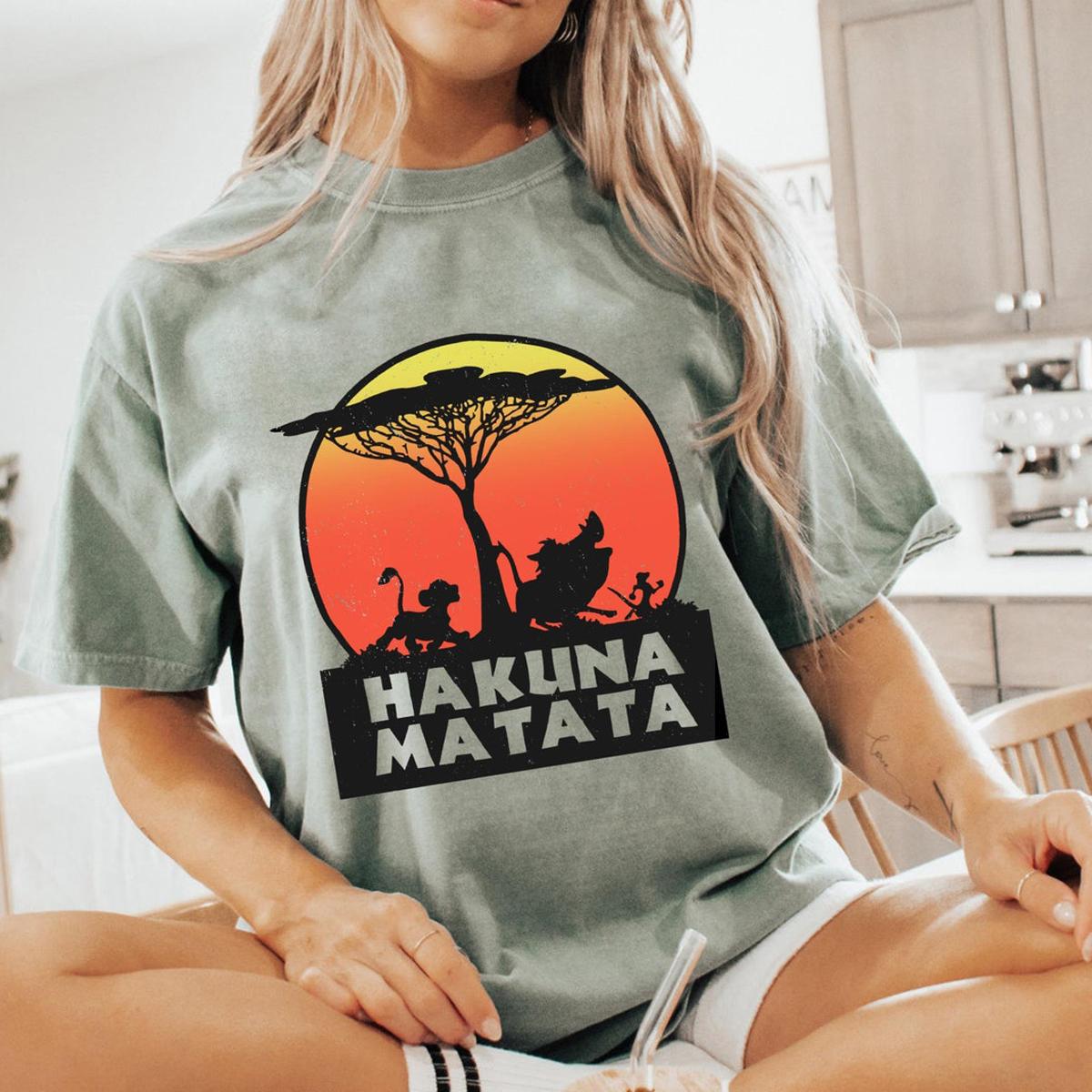 Sunset Simba Pumbaa Timon Hakuna Matata Shirt 6