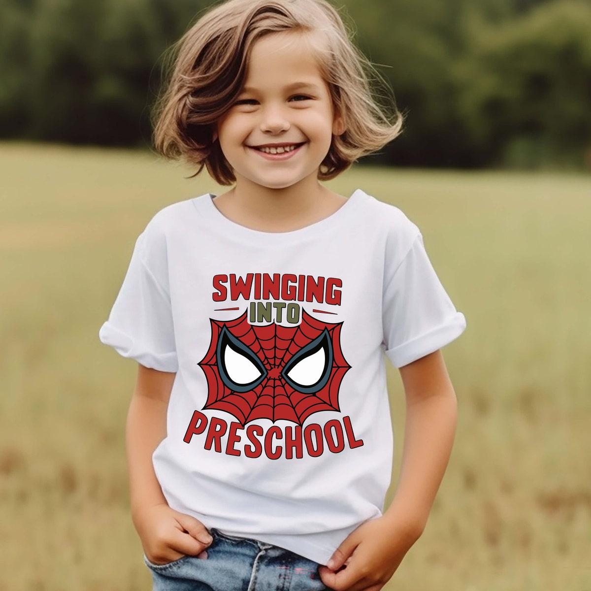 Swinging Into Preschool Pre k School Spiderman Shirt 2