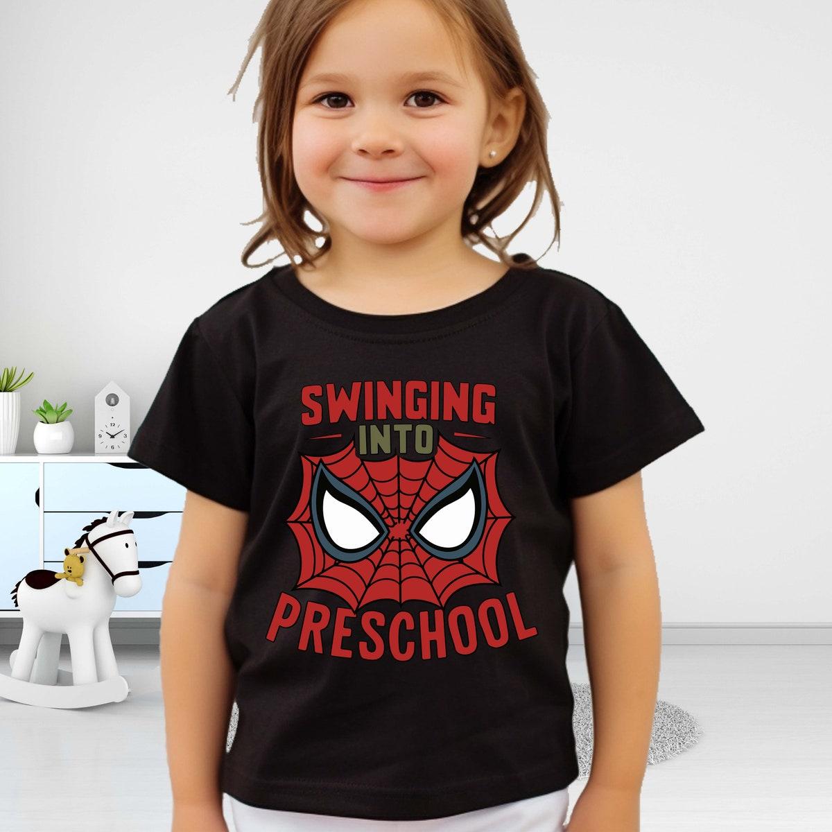 Swinging Into Preschool Pre k School Spiderman Shirt 5