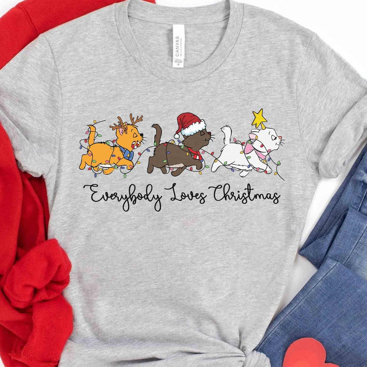 The Aristocats Marie Toulouse Berlioz Everybody Loves Christmas Light Shirt 3