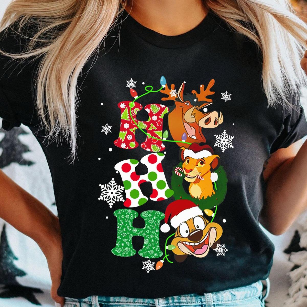 The Lion King Christmas Ho Ho Ho Simba Timon Pumbaa Shirt 1