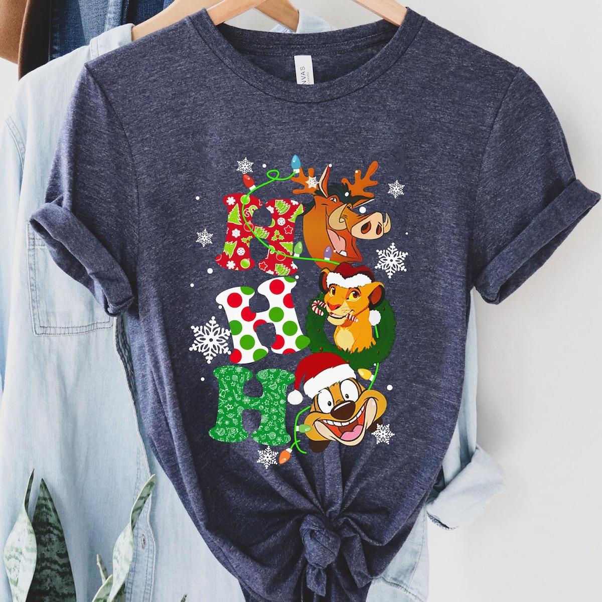 The Lion King Christmas Ho Ho Ho Simba Timon Pumbaa Shirt 3