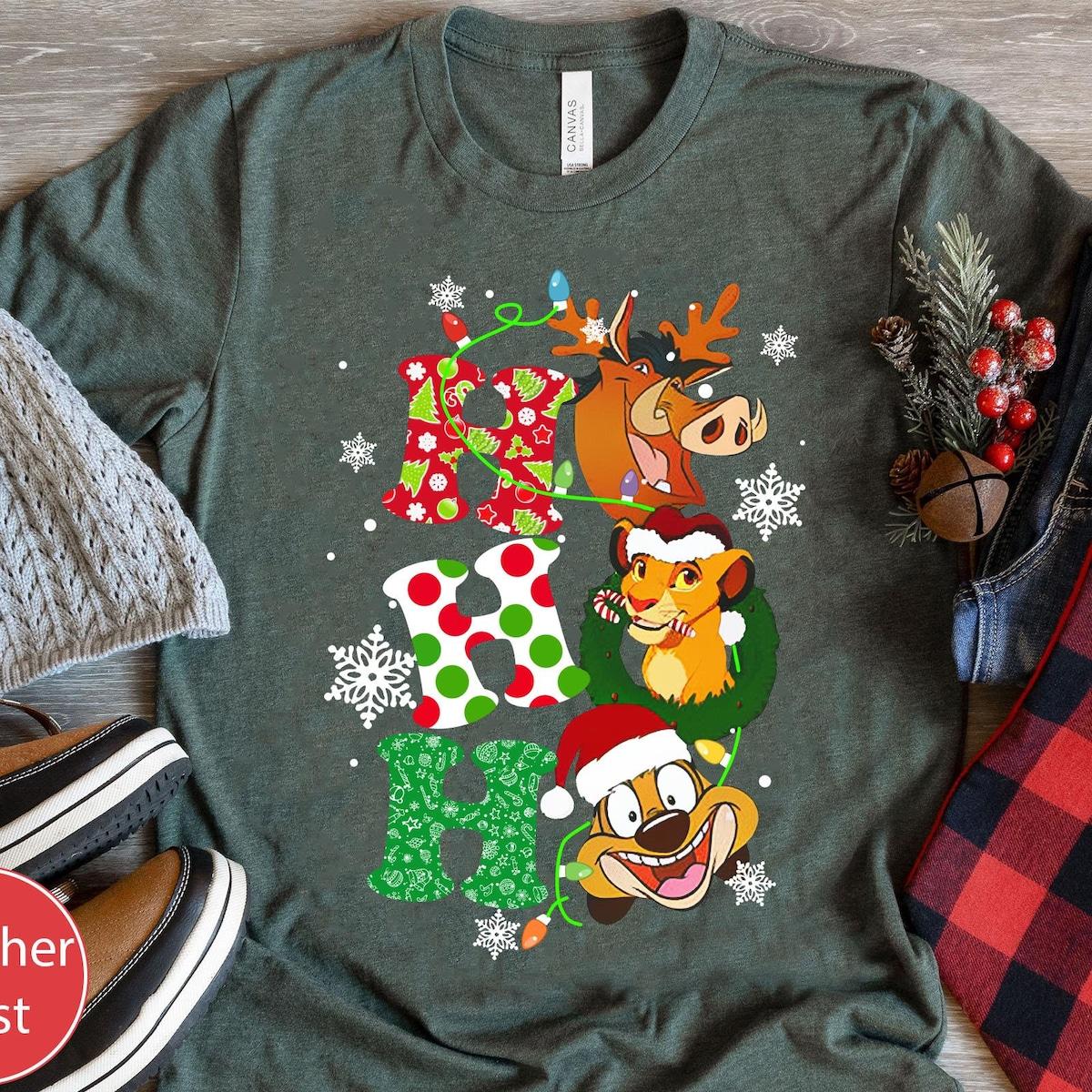 The Lion King Christmas Ho Ho Ho Simba Timon Pumbaa Shirt 6