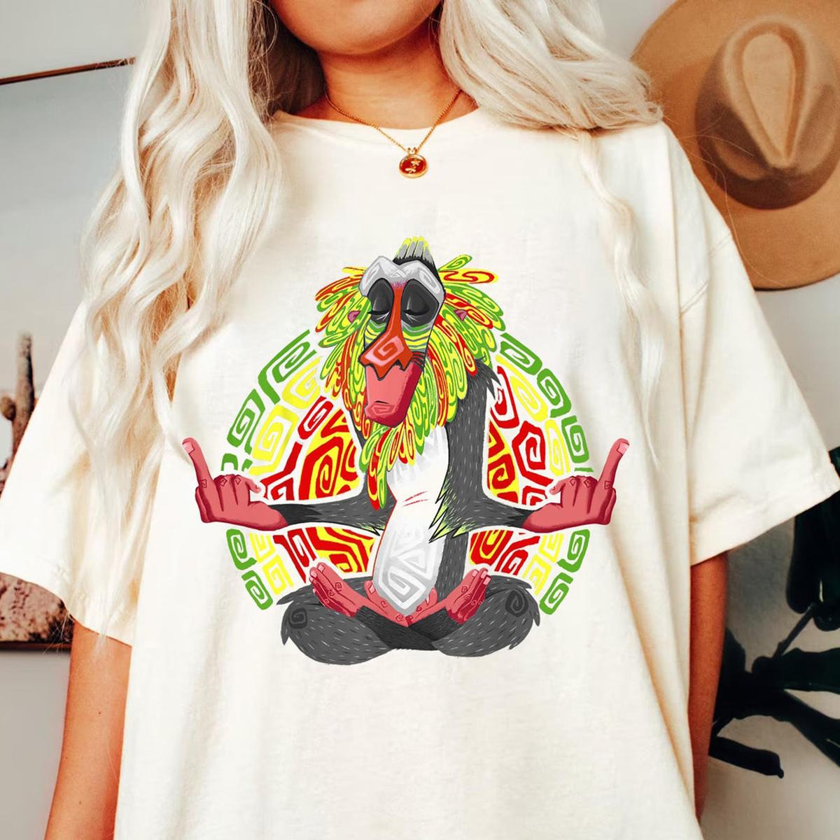 The Lion King Rafiki Geometric Rainbow Seated Pose Shirt 1