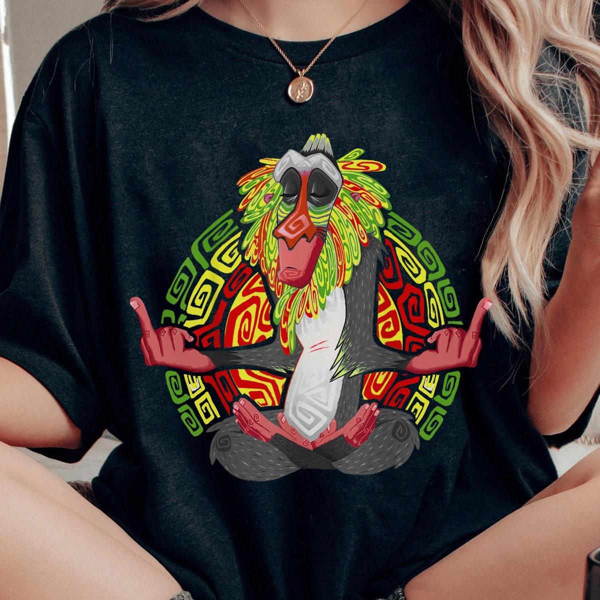 The Lion King Rafiki Geometric Rainbow Seated Pose Shirt 2