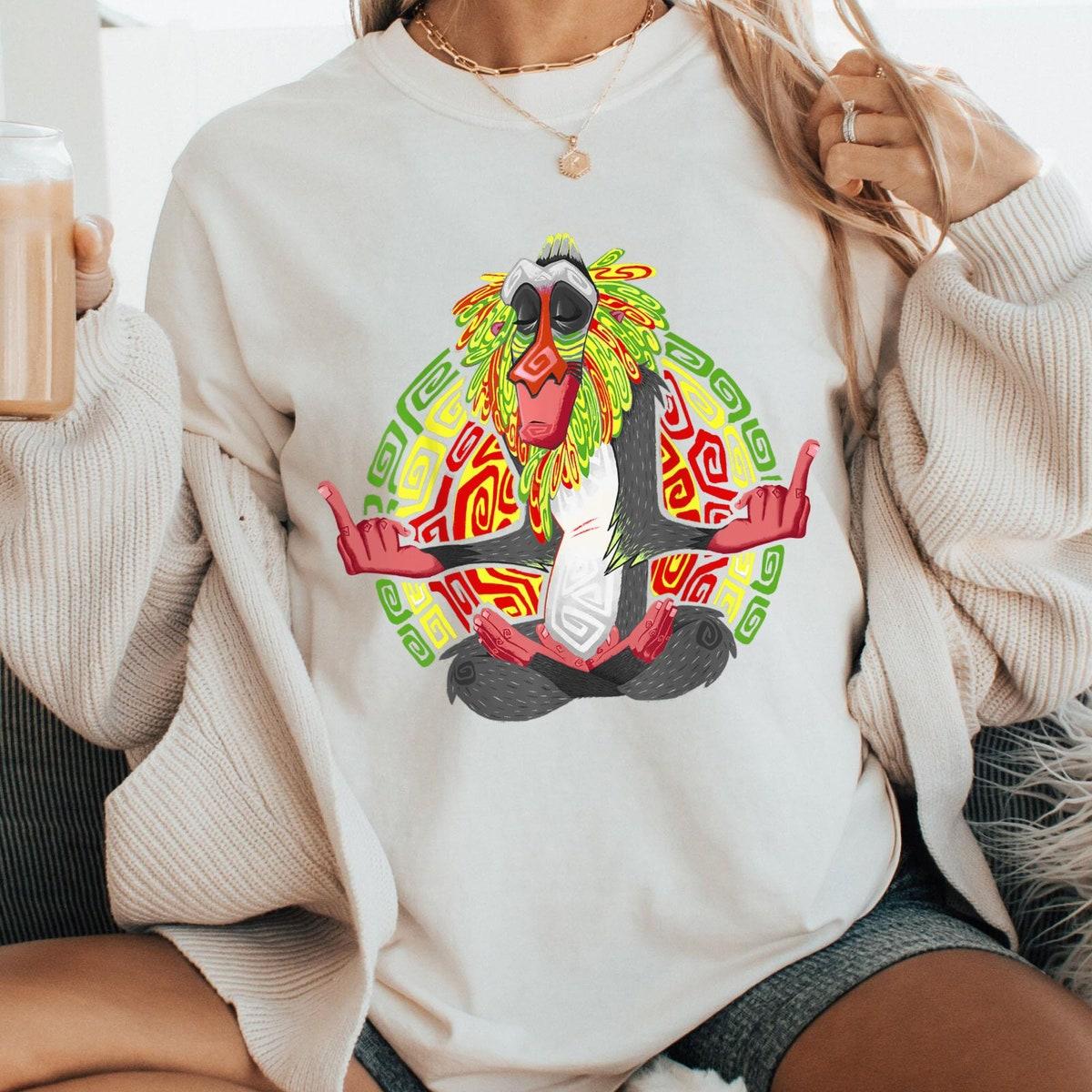 The Lion King Rafiki Geometric Rainbow Seated Pose Shirt 6