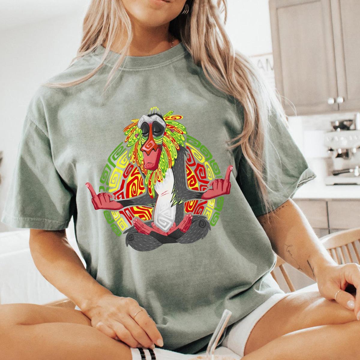 The Lion King Rafiki Geometric Rainbow Seated Pose Shirt 7