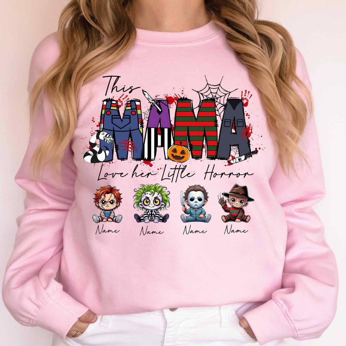 This Mama Love Her Little Horror Halloween Monster Mom Shirt 2