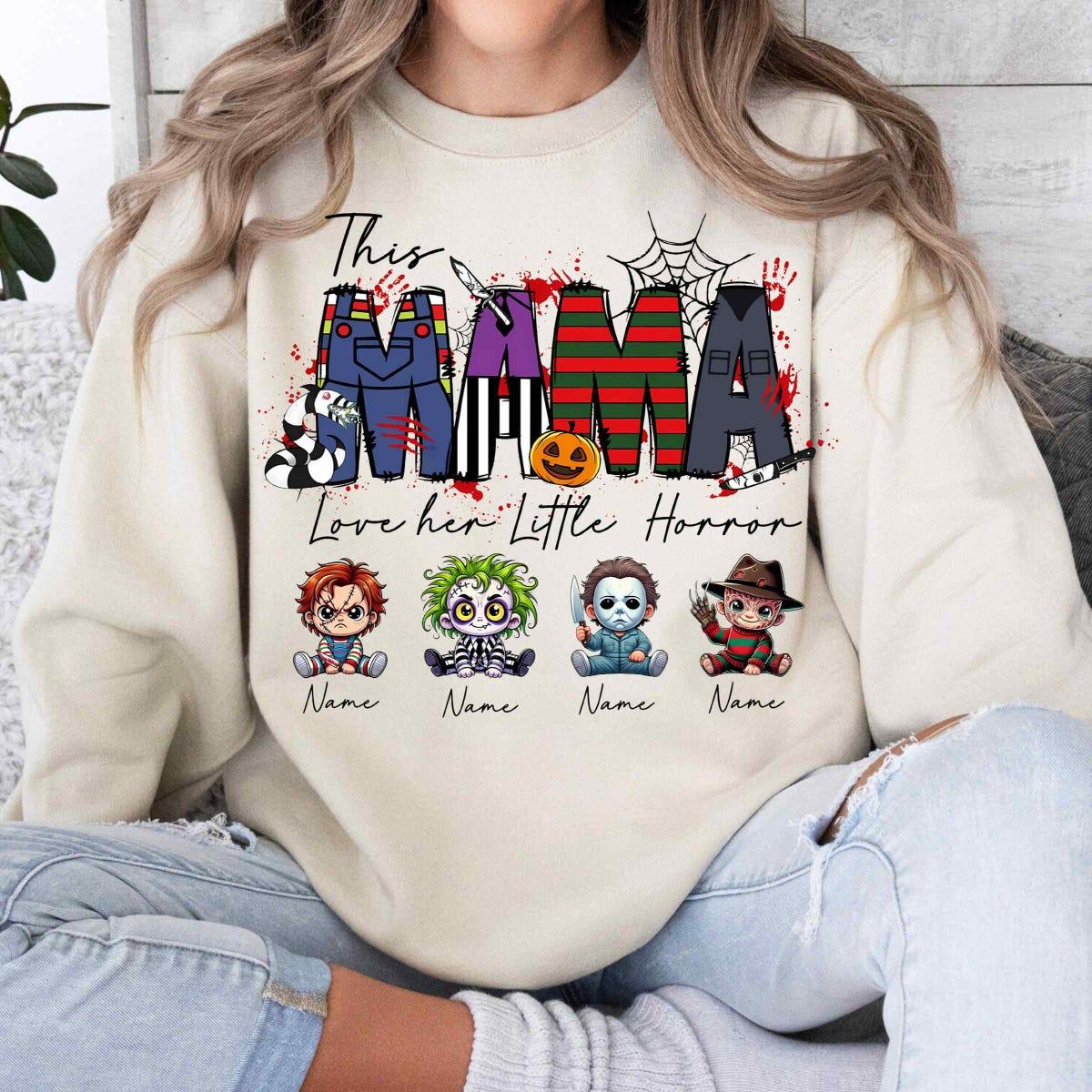 This Mama Love Her Little Horror Halloween Monster Mom Shirt 3