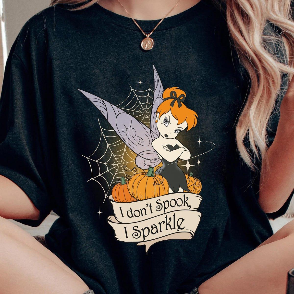 Tinkerbell Coquette Bow Gothic Girl Pumpkin Halloween Dont Spook I Sparkle Shirt 1