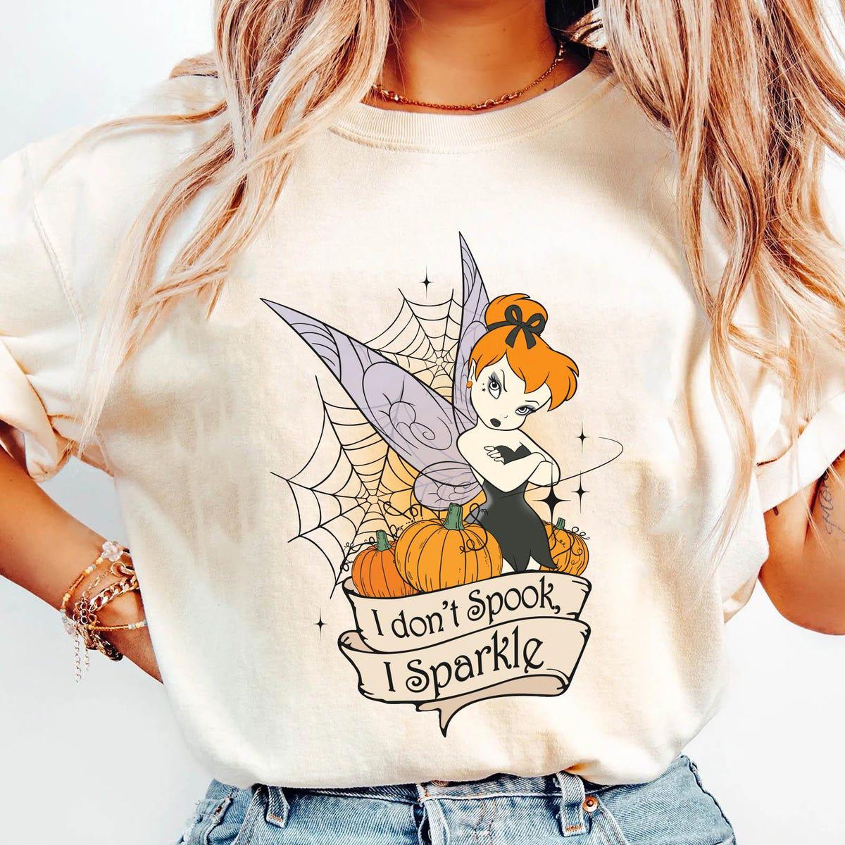 Tinkerbell Coquette Bow Gothic Girl Pumpkin Halloween Dont Spook I Sparkle Shirt 2