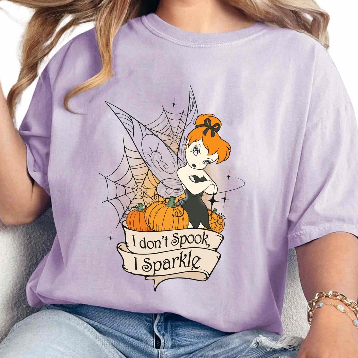 Tinkerbell Coquette Bow Gothic Girl Pumpkin Halloween Dont Spook I Sparkle Shirt 4