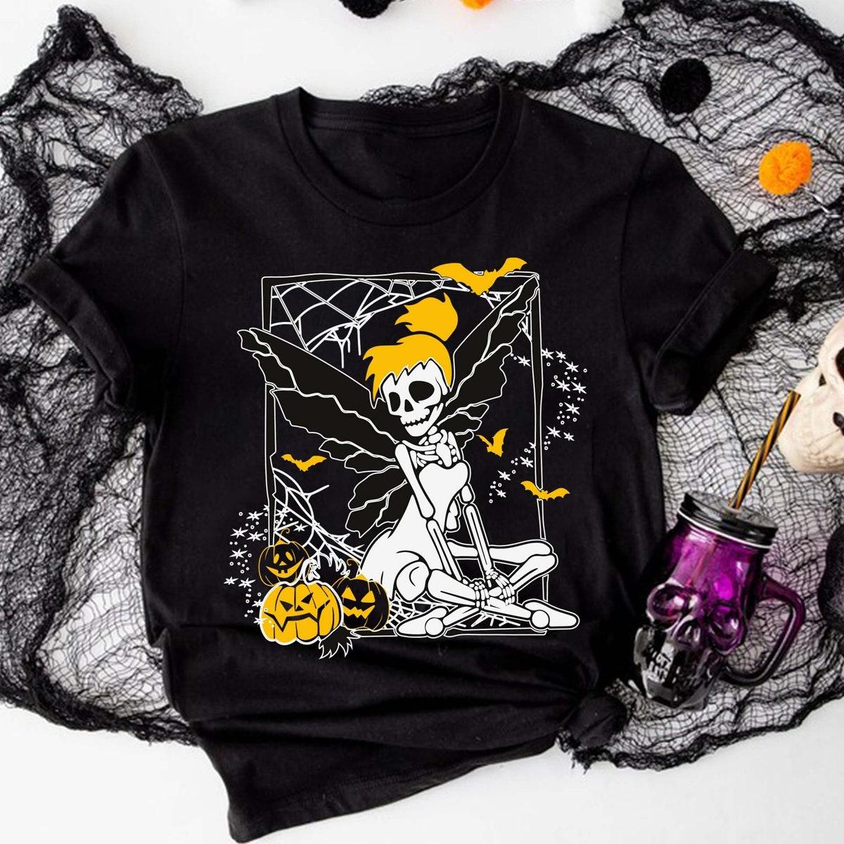 Tinkerbell Skeleton Halloween Disney Skeleton With Pumpkin Shirt 1