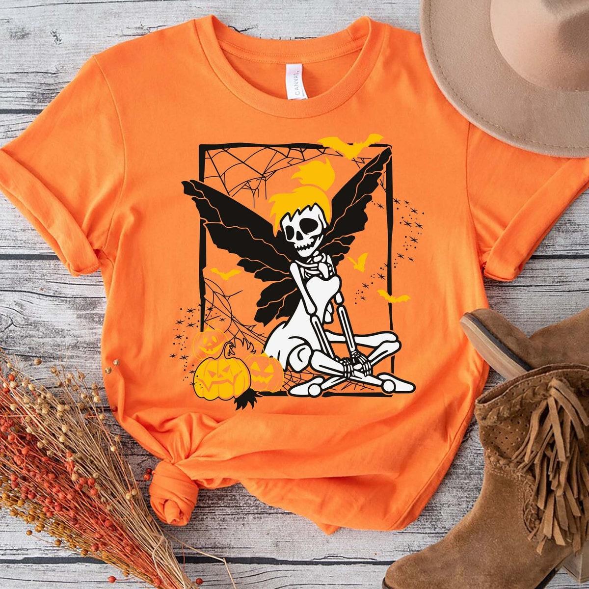 Tinkerbell Skeleton Halloween Disney Skeleton With Pumpkin Shirt 2