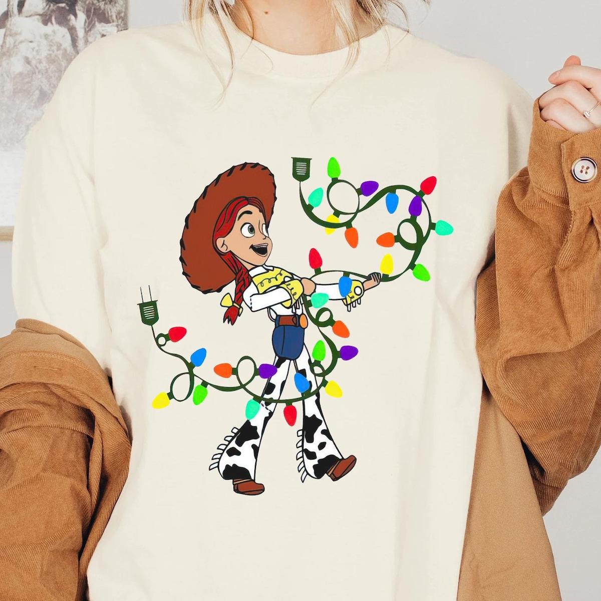 Toy Story Characters Woody Buzz Jessie Christmas Lights Shirt 3