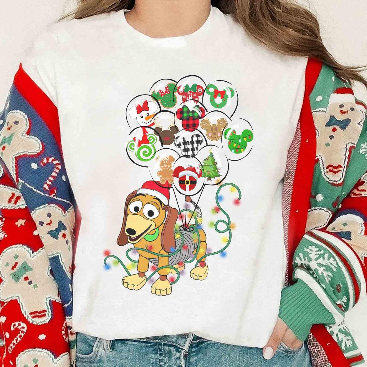 Toy Story Santa Slinky Dog Mickey Balloon Christmas Shirt 2