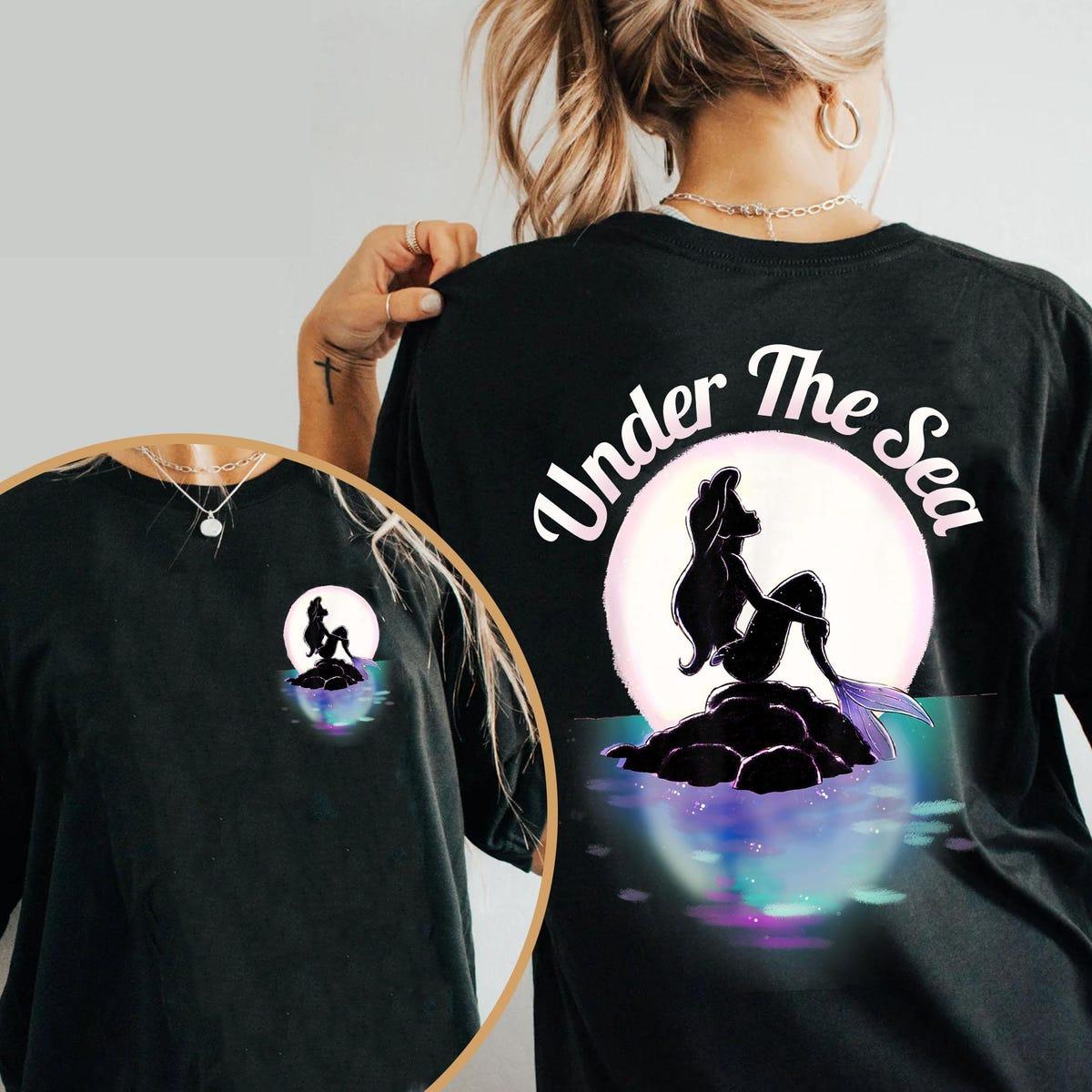 Two Sided Ariel Rock Moon Silhouette Under The Sea Shirt 1