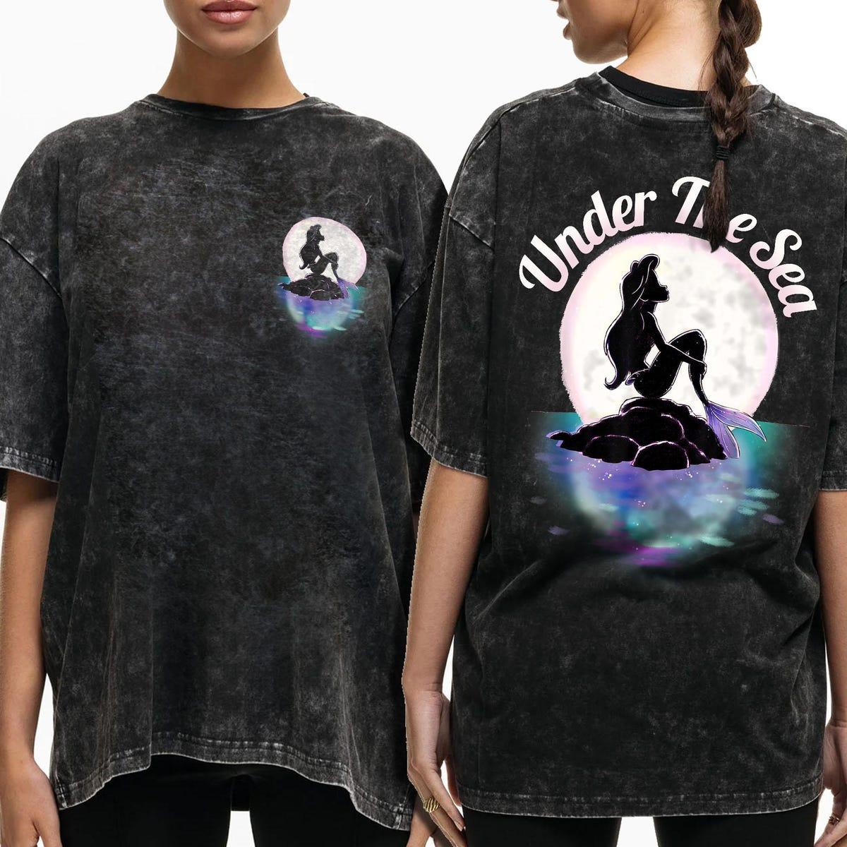 Two Sided Ariel Rock Moon Silhouette Under The Sea Shirt 2