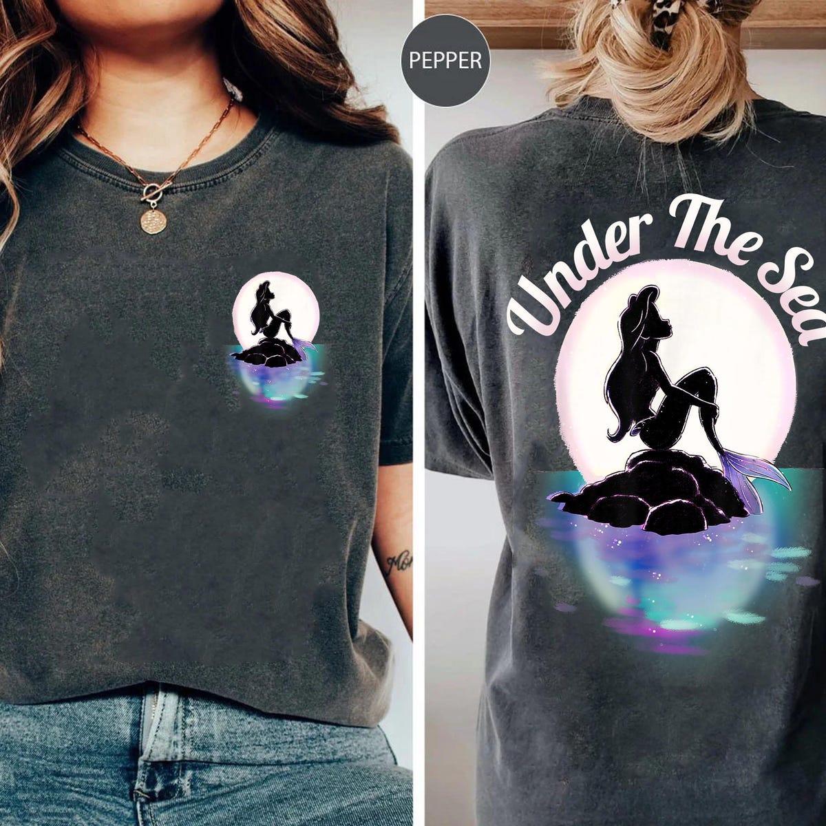 Two Sided Ariel Rock Moon Silhouette Under The Sea Shirt 3